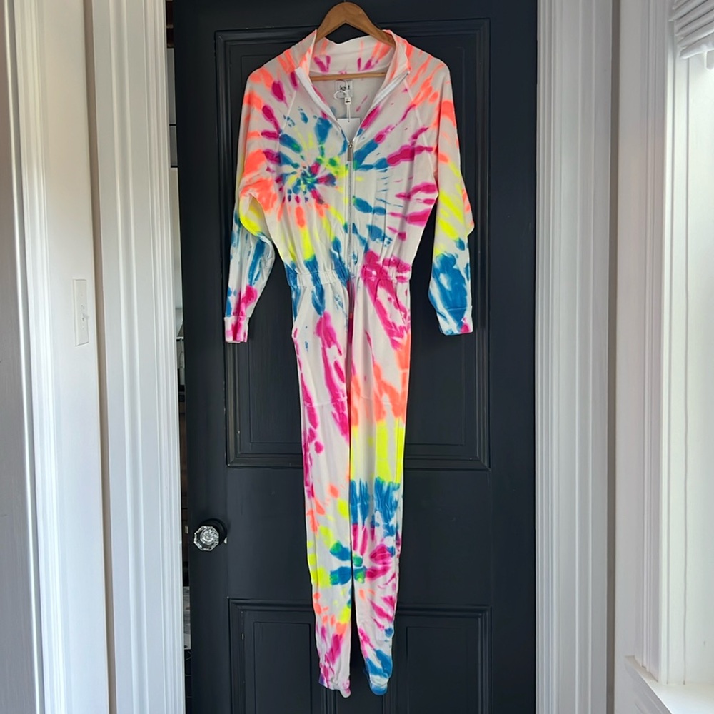 Restore Soft Terry Jumpsuit - Neon Tie Dye Small Jennifer Lopez